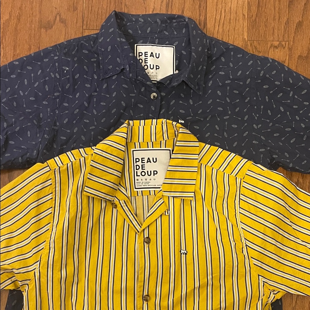 Navy Peau de Loup Size 8 short-sleeve button up